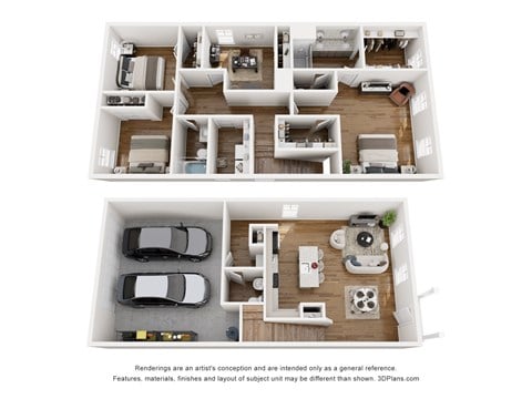 Floor plan for 4 beds, 2.5 baths, 1825 sqft